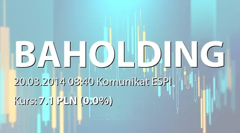 British Automotive Holding S.A. w upadłości: Aneks do umowy o wykonanie robót budowlanych z Eiffage Polska Budownictwo SA (2014-03-20)