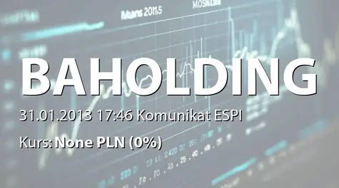 British Automotive Holding S.A. w upadłości: Sprzedaż akcji przez Cosinda Holdings Ltd.  (2013-01-31)