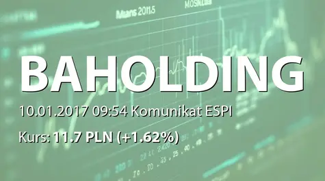 British Automotive Holding S.A. w upadłości: Wybrane skonsolidowane dane finansowe Grupy na 31 grudnia 2016 (2017-01-10)