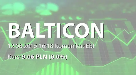 Balticon S.A.: Raport za lipiec 2016 (2016-08-12)