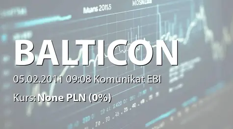 Balticon S.A.: Wybór Ośrodek Badania Bilansów i Analiz Ekonomicznych Partner sp. z o.o. na audytora (2011-02-05)