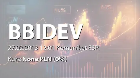 BBI Development S.A.: Aneks do umowy kredytowej pomiędzy Realty 3 Management  sp. z o.o. Projekt Developerski 6 a Bankiem Pekao SA  (2013-02-27)