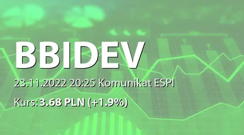 BBI Development S.A.: Aneks umowy pożyczki spółki zależnej dot. przedłużenie okresu finansowania projektu (2022-11-23)