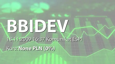 BBI Development S.A.: Umowa Mazowieckiego Towarzystwa Powierniczego sp. z o.o. Projekt Developerski 1 SKA z Karmar SA z grupy Bouygues - 38,7 mln zł (2009-11-18)