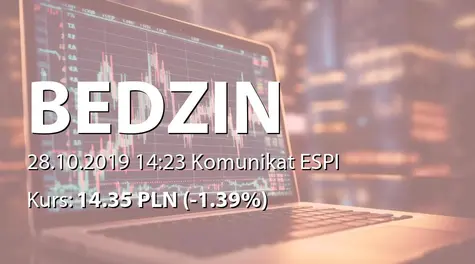 EC BĘDZIN S.A.: NWZ - podjęte uchwały: ustalenie zasad wynagradzania członków Zarządu i RN (2019-10-28)