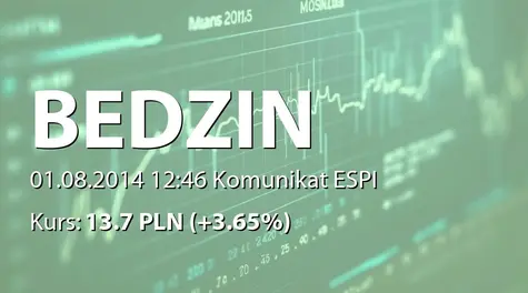 EC BĘDZIN S.A.: Podwyższenie kapitału Elektrociepłownia Będzin sp. z o.o. (2014-08-01)