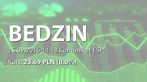 EC BĘDZIN S.A.: Umowa kredytowa z ING Bank Śląski SA - 21,6 mln PLN (2016-02-15)