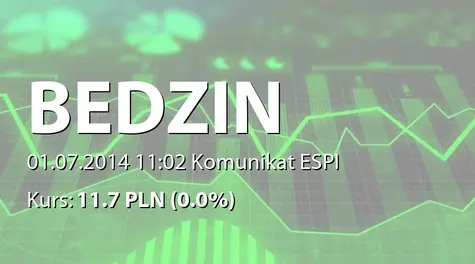 EC BĘDZIN S.A.: WZA - podjęte uchwały: pokrycie straty, zarządzenie przerwy w obradach do 16.07.2014 r. do godz. 14.00 (2014-07-01)