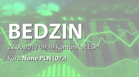 EC BĘDZIN S.A.: WZA - podjęte uchwały: wypłata dywidendy - 1,80 zł, zmiany statutu, powołanie członków RN (2012-06-22)