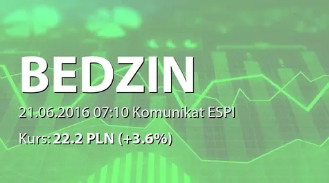 EC BĘDZIN S.A.: Zakup akcji przez fundusz zarządzany przez AgioFunds TFI SA (2016-06-21)