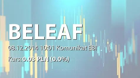 BeLeaf S.A.: Wypłata odsetek od obligacji serii B (2014-12-08)