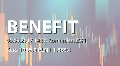 Benefit Systems S.A.: Korekta numeracji raportu ESPI 41/2017 (2017-09-05)