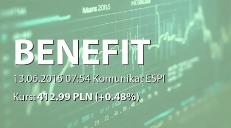 Benefit Systems S.A.: Wypłata dywidendy - 9 PLN (2015-06-13)