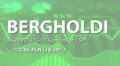 Berg Holding S.A. w restrukturyzacji: Korekta prognoz finansowych na rok 2017 (2018-02-14)