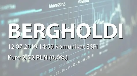 Berg Holding S.A. w restrukturyzacji: Przedterminowy wykup obligacji serii H2 (2019-07-12)