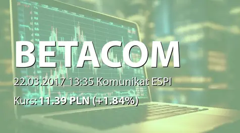 Betacom S.A.: Korekta raportu ESPI 4/2017 (2017-03-22)