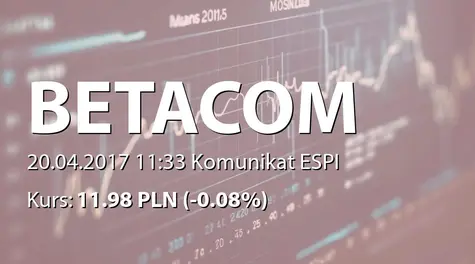 Betacom S.A.: Łączna wartość obrotów z PKN Orlen SA - 16,8 mln PLN (2017-04-20)