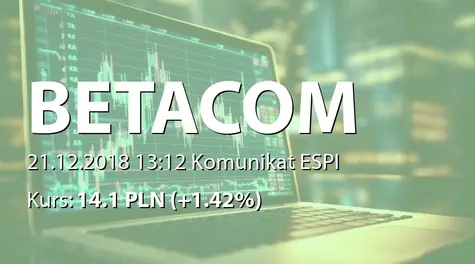 Betacom S.A.: SA-Q1 2018/2019 - skorygowany (2018-12-21)