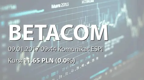 Betacom S.A.: Terminy przekazywania raportów w 2017 roku (2017-01-09)
