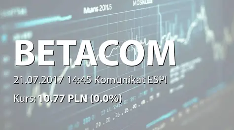 Betacom S.A.: Wypłata dywidendy - 0,05 PLN (2017-07-21)