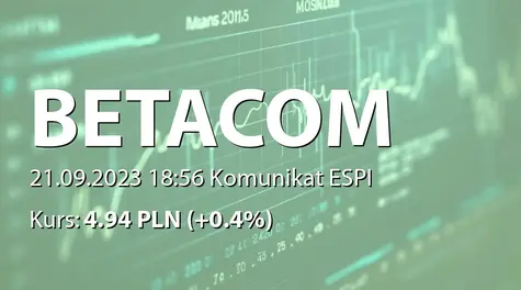 Betacom S.A.: Wypłata dywidendy - 0,23 PLN (2023-09-21)