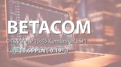 Betacom S.A.: Wypłata dywidendy - 0,30 PLN (2019-09-04)