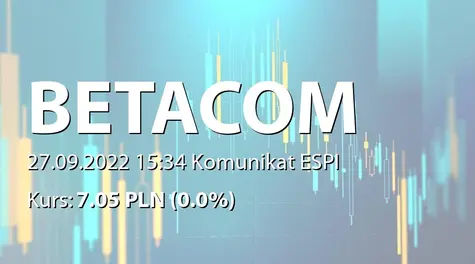 Betacom S.A.: Wypłata dywidendy - 0,36 PLN (2022-09-27)