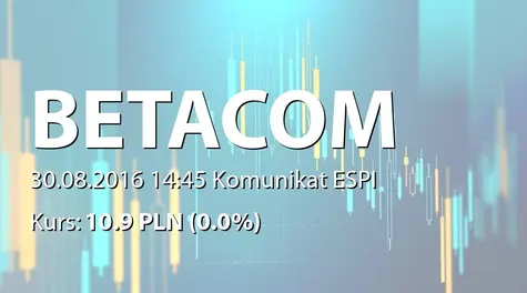 Betacom S.A.: Wypłata dywidendy - 0,80 PLN (2016-08-30)