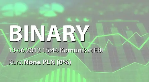 Binary Helix S.A.: Rekomendacja Zarządu i RN w sprawie podziału zysku za rok 2011 (2012-06-13)