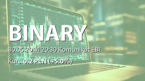 Binary Helix S.A.: WZA - zwołanie obrad: pokrycie straty, powołanie członków RN (2014-06-30)