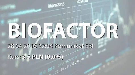 Biofactory S.A.: SA-Q1 2016 (2016-04-28)