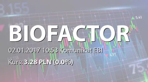 Biofactory S.A.: Terminy przekazywania raportĂłw w 2017 roku (2017-01-02)