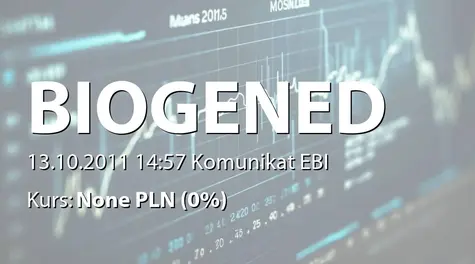 Biogened S.A.: Informacja dot. stosowania zasad dobrych praktyk spółek  (2011-10-13)