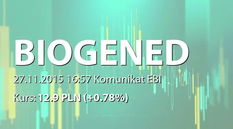 Biogened S.A.: Umowa objęcia akcji serii H (2015-11-27)