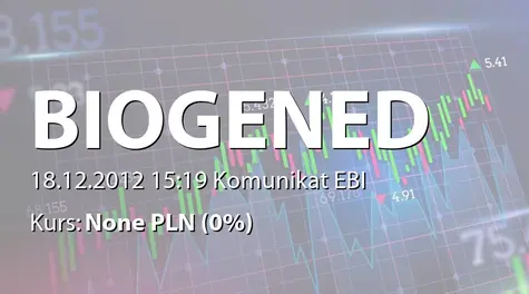 Biogened S.A.: WZA - podjęte uchwały: uzupełnienie RN, emisja akcji serii F, zmiany statutu (2012-12-18)