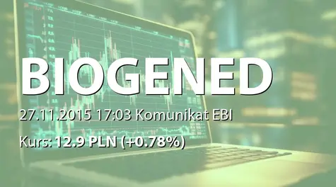 Biogened S.A.: Zakończenie subskrypcji akcji serii H (2015-11-27)