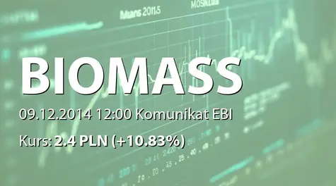 Biomass Energy Project S.A.: Podpisanie umowy z PT TANI ENERGI LESTARI (2014-12-09)