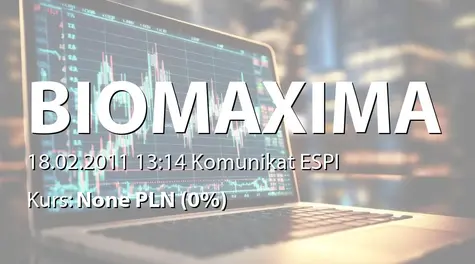 Biomaxima S.A.: Pierwsze zawiadomienie o zamiarze połączenia BioMaxima S.A. w Lublinie z jej spółką zależną POLAB Sp z o.o. w Płocku (2011-02-18)
