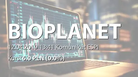 Bio Planet S.A.: ZWZ - projekty uchwał: wypłata dywidendy - 0,02 PLN (2019-04-12)