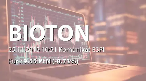 Bioton S.A.: Nabycie akcji przez NovoTek Pharmaceuticals Ltd. (2015-11-25)