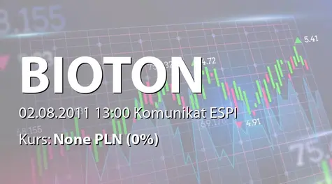 Bioton S.A.: Opłaty licencyjna od Bayer Healthcare Company Limited - 5,2 mln euro (2011-08-02)