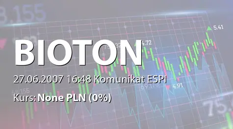 Bioton S.A.: Umowa Bioton Wostok ZAO z partnerem rosyjskim dot. sprzedaży preparatu Gensulin - 8,77 mln zł (2007-06-27)