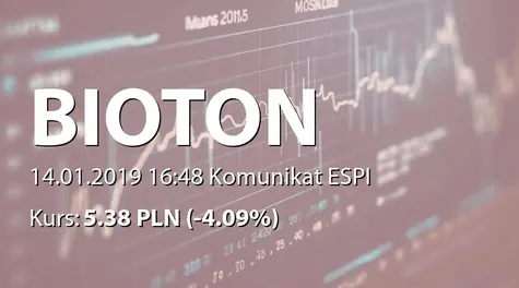 Bioton S.A.: Umowa kredytowa z Bank of China (2019-01-14)