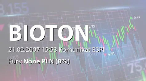 Bioton S.A.: Umowa pożyczki z Bioton Wostok - 1,36 mln zł (2007-02-21)