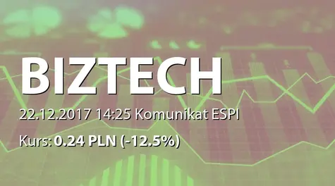 Biztech Konsulting S.A.: NWZ - projekty uchwał: emisja akcji serii G (2017-12-22)