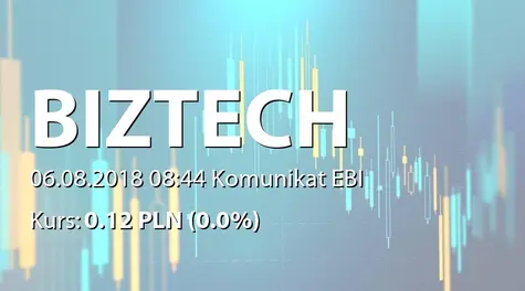 Biztech Konsulting S.A.: Zmiana terminu przekazania SA-Q2 2018 (2018-08-06)