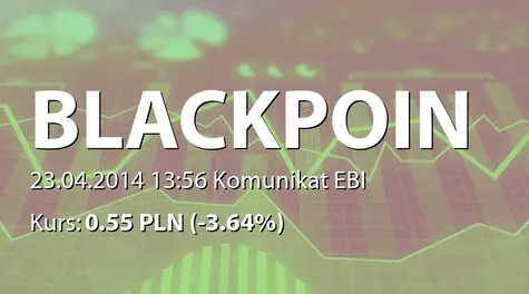 Black Point S.A.: Szacunkowe wyniki finansowe za I kwartał 2014 r. (2014-04-23)