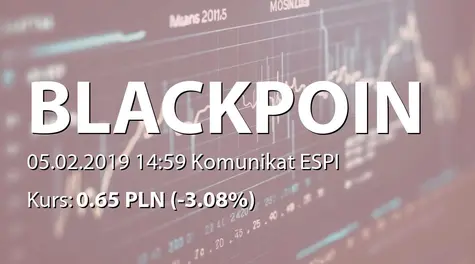 Black Point S.A.: Wstępne wyniki finansowe za IV kwartał 2018 (2019-02-05)