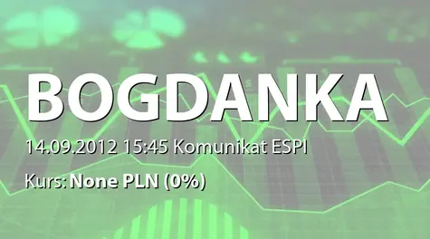 Lubelski Węgiel Bogdanka S.A.: Wartość umów z Grupą Kapitałową PGE Polska Grupa Energetyczna SA - 346 mln zł (2012-09-14)