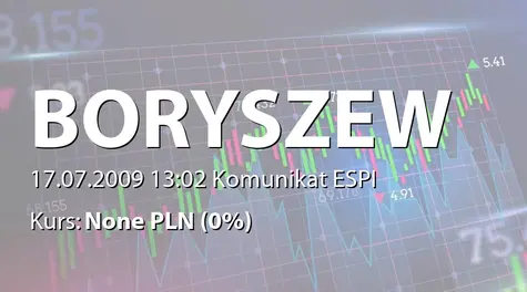 Boryszew S.A.: Informacja o zamiarze stałego przekazywania skonsolidowanych raportów półrocznych rozszerzonych (2009-07-17)